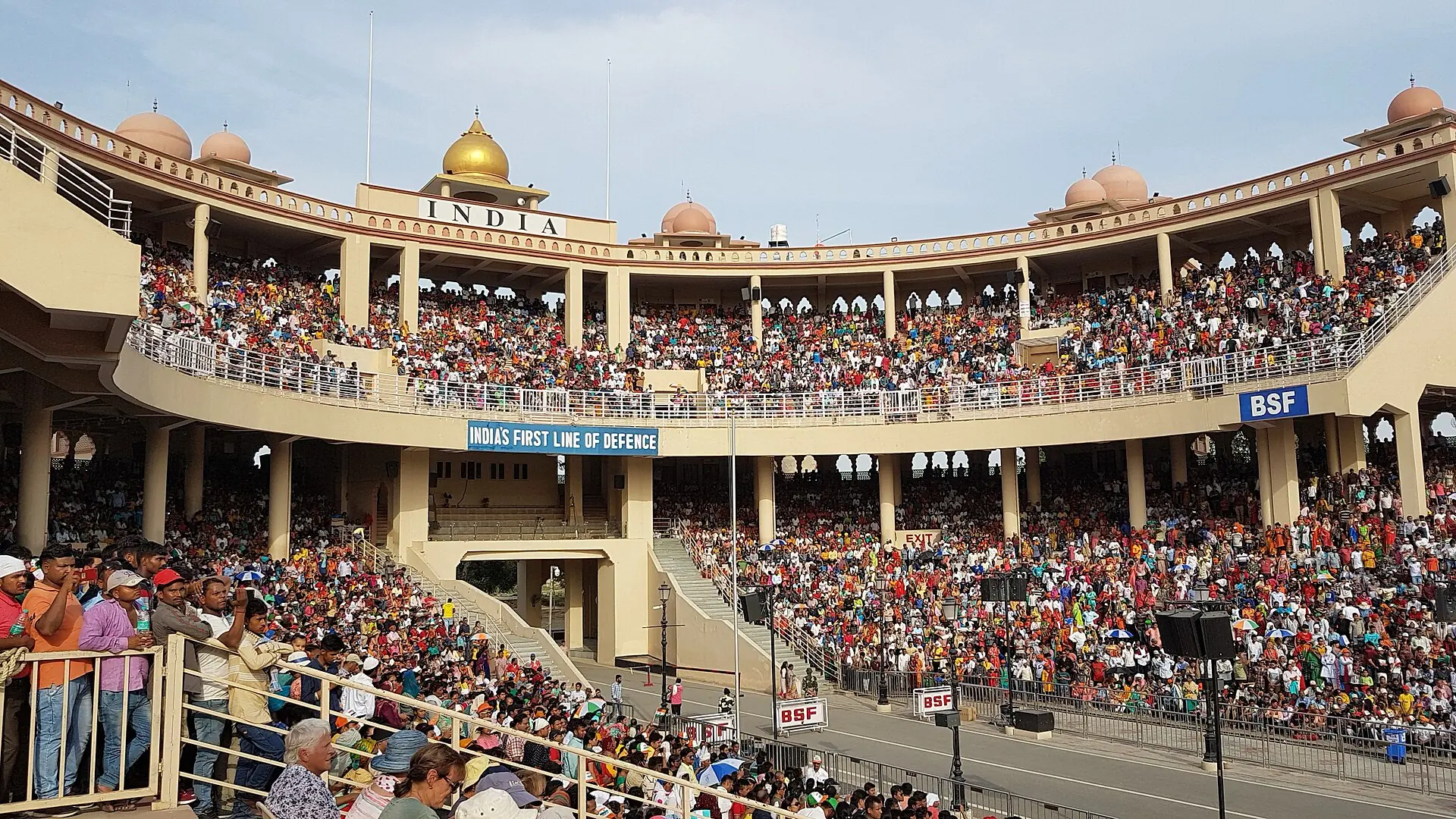 Spectator stands at the Indian side of the Attari–Wagah border arena